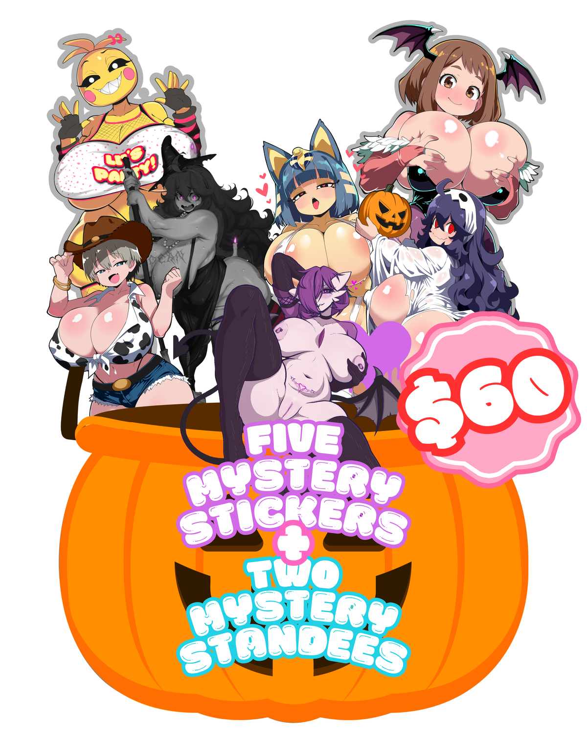 FIVE MYSTERY STICKERS + 2 MYSTERY STANDEES